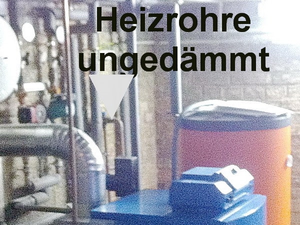 Heizrohre ungedämmt